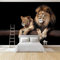Fototapete Männlicher Löwe Und Löwin 250x175 cm 3D Vliestapete Wandbild, Mustertapete Moderne Wandtapete, Wohnzimmer Schlafzimmer Kinderzimmer Büro Flur Wanddeko