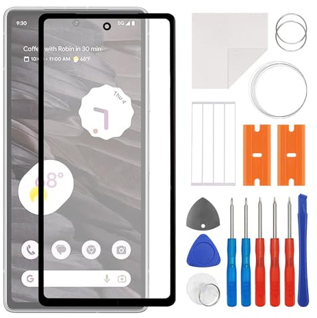 swark 6.1 Display Glas Frontglas Reparatur Replacement Set kompatibel mit Google Pixel 7a GWKK3, GHL1X, G0DZQ, G82U8 mit OCA(No LCD Screen and Touch Digitizer) inkl Werkzeugsatz