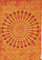 Großes Indisches Mandala Tuch, Wandtuch im Hoch- und Querformat, Tagesdecke für Einzelbett, Wandbehang, Batik-Design in Orange und Gelb, Hochwertiger Druck und intensive Farben