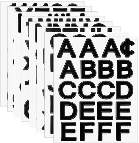 8 Blätter Buchstaben Aufkleber Selbstklebendes Vinyl Buchstaben Zahlen Kit Schwarz und Weiß Buchstaben zum Aufkleben Buchstaben Sticker für DIY Scrapbooking Aufkleber Buchstaben Klebebuchstaben