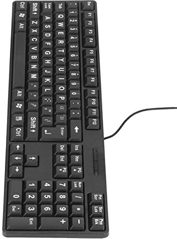 Teclado con Cable de Letra Grande, 104 Teclas USB Amigables para Personas Mayores, Teclado ABS Plug and Play para Ordenador Portátil