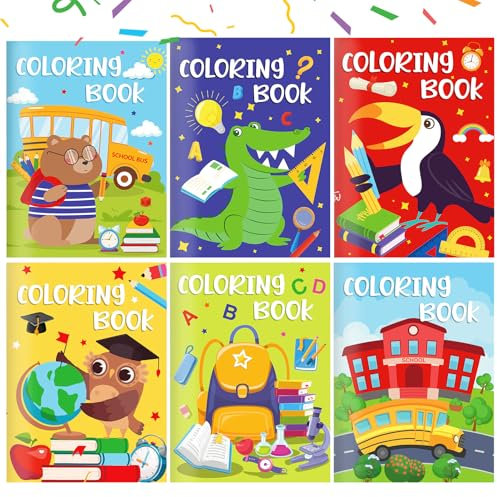 Mini Malbücher für Kinder,Malbuch Kinder Mitgebsel,kinder malbüch Set,DIY Kunst Büchlein für Kind Ab 3-6 Jahren,6 Coloring Book mit 6 Wasserstift für kindergeburtstag, Hochzeiten, Gastgeschenke