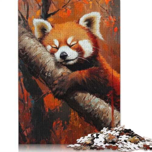 Dreaming Red Panda Puzzle Family Fun Paper Rectangular Jigsaw Puzzle for Kids And Adults Age 12 Years Up Birthday Present 1000pcs (26x38cm)