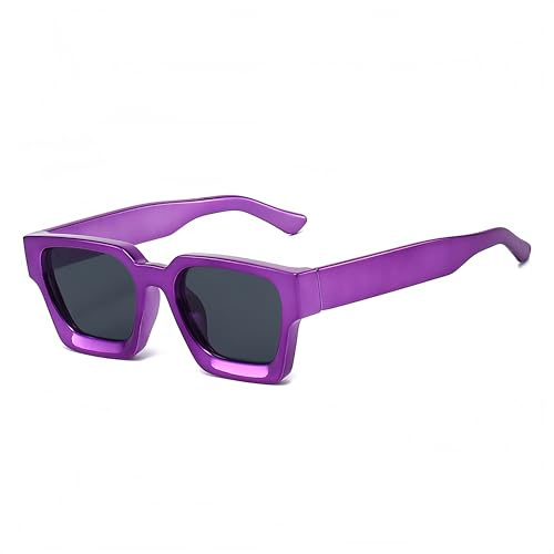 WDZAYXC Vintage Rechteckige Sonnenbrille für Damen Herren Chunky Rectangle Sunglasses Retro Brille UV400 Schutz