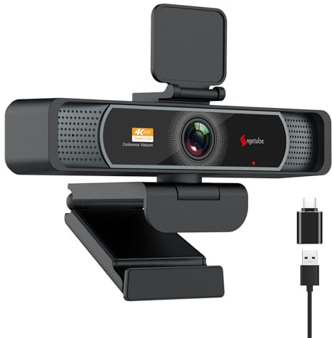 Angetube 914Max Webcam 4K – Streaming PC Kamera mit 120° Weitwinkel, PDAF Autofokus, dualen Mikrofonen mit Geräuschunterdrückung, 1080p@60FPS, Kompatibel mit Laptop, Mac, Teams,Desktop