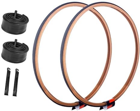 2PCS 700x25C/28C Rennradreifen Und Schlauchset 700 25C/28C Pannensicheres Fahrradersatzzubehör Kompatibel Mit Mountain City Commuter Hybrid Riding(Brown,700x25c)
