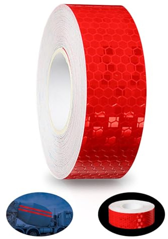 Reflektierendes Klebeband, Reflektoren Aufkleber 10m x 5cm Reflektorband Selbstklebend Reflective Tape Leuchtstreifen Selbstklebend Wasserdichtes Klebeband Rot für StraßE FahrräDer Helme Motorrad