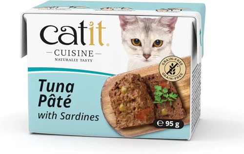 Catit Cuisine - Premium Nassfutter für Katzen - Pastete mit Thunfisch und Sardinen, Alleinfuttermittel, 95g, getreidefrei, hoher Fischanteil (Packung mit 6)