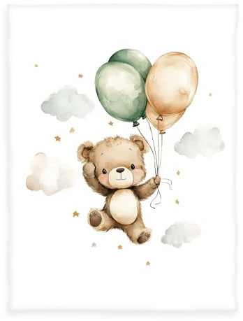 Herding babybest Microfaserflausch-Decke Ballon Teddy, 75 x 100 cm, Polyester, Mehrfarbig