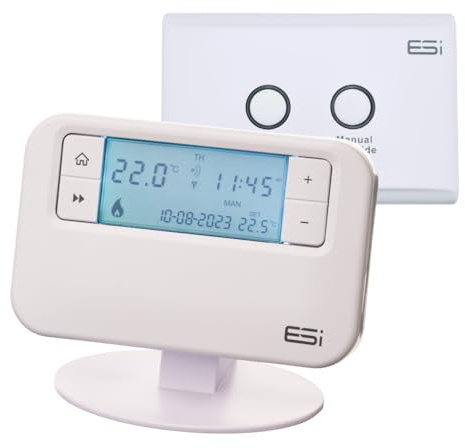 ESi ESRTP4RFW - Wireless Programmable Room Thermostat & Receiver (White) (Replacement for ESRTP4RF+) - EVO