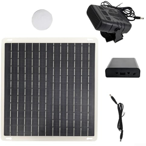 QuivyLivy Calentador del panel solar de 10W con la fan para el calentamiento de la casa del coche o del animal doméstico, calentador solar de la cabina del vehículo, calefacción al aire libre portátil