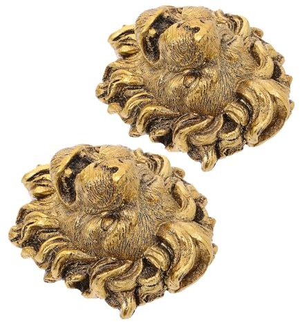 MAGICLULU 2pcs Lion Water Fountain Decorative Spitter for Garden Outdoor Resin Material Golden Lion Head Shape Artistic Classic Elegance Style Easy Installation Decorative Fountain Spout