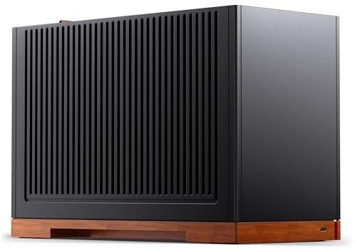 Jonsbo T9 Black PC-Gehäuse – schwarz | Mini-ITX Case mit PCIe-5.0-Riserkabel, Holzakzenten und Platz für Grafikkarten bis 310 mm