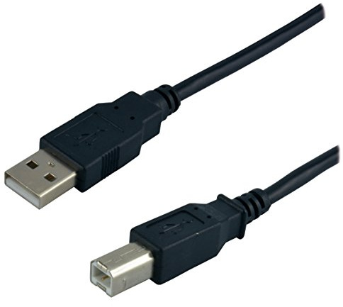 MCL 5 m USB A/USB B – USB Kabel (USB A, USB B, Stecker/Stecker, rechts, RECHTS, SCHWARZ)