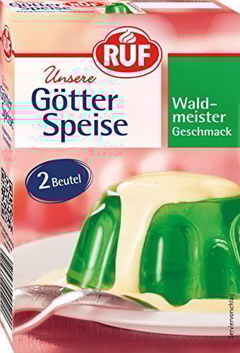 RUF Götterspeise Waldmeister, grüner Wackelpudding, Götterspeisenpulver, einfache Zubereitung, nur Wasser & Zucker hinzufügen, 14er Pack, 14 x 2 x 12g