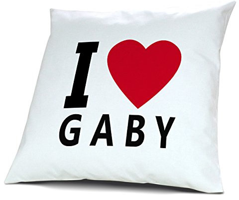 digital print Kopfkissen Gaby, Kissen mit Füllung I Love Gaby, 40 cm, 100% Baumwolle, Kuschelkissen, Liebeskissen, Namenskissen, Geschenkidee