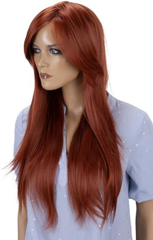 CAISHA 70cm Perücke Kiara Fasching Karneval Cosplay Party Perücke Kiara Langhaar Kupferrot PHK1a