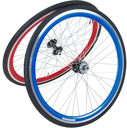Galano Fixie Laufradsatz 700c Singlespeed Fixed Gear Laufräder Flip Flop Blade (rot/blau)