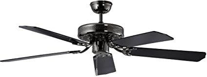 Dekon Pearl Black BC 868 Deckenventilator mit 5 Holzflügel, 132 cm, schwarz