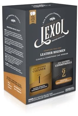 Lexol Pflegespülungs-Set, Verwendung auf Auto, Leder, Möbel, Schuhe, Taschen und Zubehör, schnelles und einfaches Schritt-Regime, 237 ml Flaschen, inkl. zwei Applikationsschwämmen.