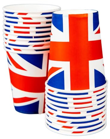 SHATCHI 10pcs Great Britain Union Jack Party Paper Cups Tableware King's Coronation Party Supplies Britain Pub BBQ Royal Theme Table Decorations