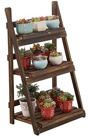 HUOQILIN Support De Fleur Présentoir Rack De Stockage en Bois Massif Multicouche étagé Pliant Rack De Stockage Balcon Solide