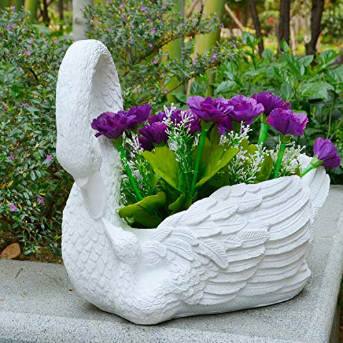 ZNKZJ White Swan Planters Sukkulenten Blumentopf Großer, umweltfreundlicher Pflanzentopfbehälter aus Harz für Gartenbalkondekoration im Freien,White