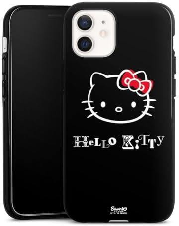 Silikon Hülle kompatibel mit Apple iPhone 12 Mini Case schwarz Handyhülle Kawaii Fanartikel Hello Kitty