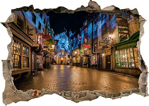 BAOJIAN Wandtattoo Harry Castle Winkelgasse Zauberer 3d Effekt Fenster Wandaufkleber Poster