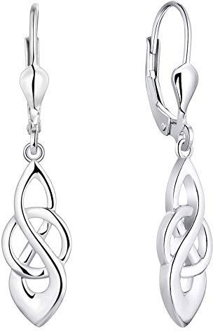 JO WISDOM Damen Hängende Ohrringe Keltischer Knoten Silber 925 mit 3A Zirkonia Kristall,Schmuck für Frauen