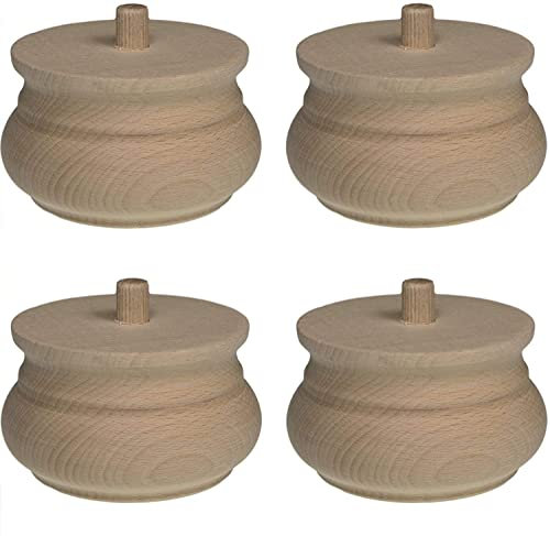 Mobelfusse Holz 4 x Ø100 / 50mm Möbelfüße Kugelfüße Möbelfuß Schrankfüß Sofafuß Holz Buche BUCHEN Holz