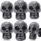 Schubladenknöpfe, Antik-Silber, Totenkopf, Schranktürgriffe (38 mm), einzelnes Loch, dekorativer Möbelknopf für Kommode, Badezimmer, Kleiderschrank, Schlafzimmer (Zinklegierung, 6 Stück)