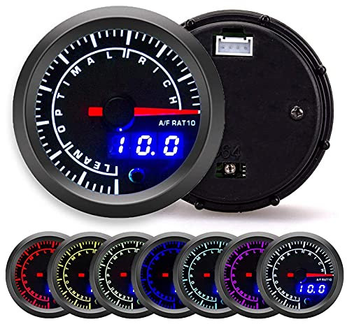 Anzeige des Luft-Kraftstoff-Verhältnisses, Universal 52mm Air Fuel Ratio Gauge Pointer LED Digitalanzeige Dia Auto Instrument