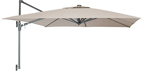 KETTLER Wall Mounted Free Arm Parasol 2.5m Square - Grey Frame/Stone Canopy with Fixing Brackets