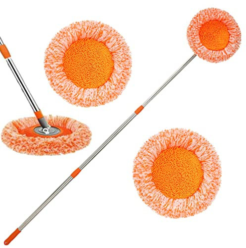 Vadrouille de nettoyage réglable rotative à 360°, vadrouille de nettoyage murale extensible avec têtes de rechange, serpillière rétractable multifonctionnelle à long manche de 71 à 190 cm