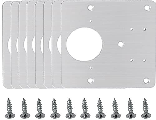 Yosawo 8 Pcs Hinges Repair Brackets Stainless Steel Hinges Repair Plates Brackets Kitchen Cupboard Cabinets Door Hinge Repair Plate（Silver）