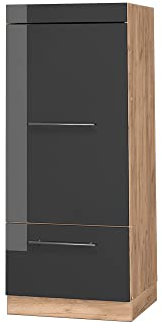 Vicco Mikrowellenschrank Fame-Line, Anthrazit Hochglanz/Goldkraft Eiche, 60 cm