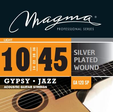 Magma Cuerdas ligeras para guitarra acústica, 1 juego de cuerdas de guitarra acústica de calibre 10-48 chapadas en plata, 1 juego de cuerdas para guitarra acústica de cuerda redonda (0.10 a 0.48