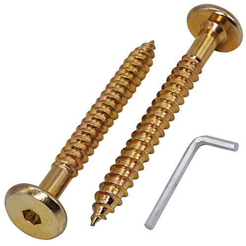 SKIR'CO (10 Stück) Gelb verzinkte Holz-Verbindungsschrauben 6,5 x 60 mm, Möbel-Verbindungsschrauben, Flachkopf