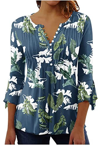 LSAltd Damen Shirt Bluse Große Größen Lang Kurzarm Schuhe Hosenerweiterung Knopf Tshirt Jugendliche Mädchen Glitzer Pullover Tunika Grosse Groesse, XL