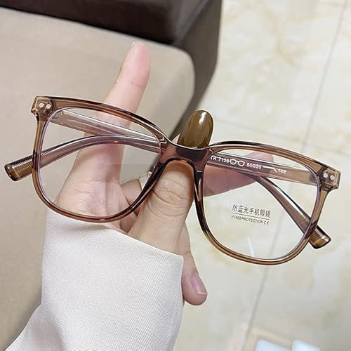 NOVESIXTDAT Oversized Blue Light Blocking Reading Glasses for Women/Men, Anti Eyestrain, Computer Reading, TV Glasses, Anti Glare (Color : Brown, Size : +2.00)
