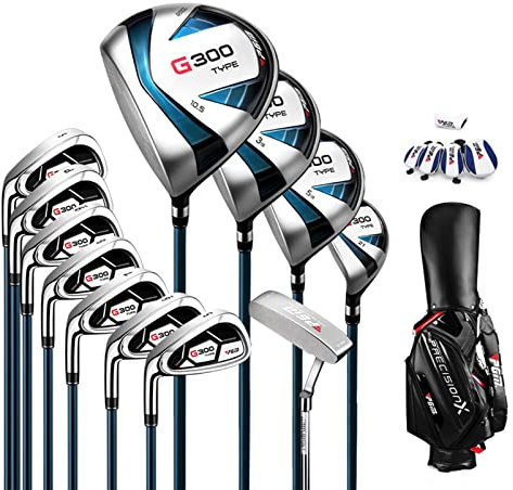 Golfschläger, linker Handschuh für Herren, Titan, 1 Holz, einschließlich 3 Hölzer, 7 Eisen, 1 Putter, 5 Schlägerkopfhüllen, 1 Tasche, geeignet für Golfplätze im Freien (Farbe: Carbon, Größe: B12-Stick