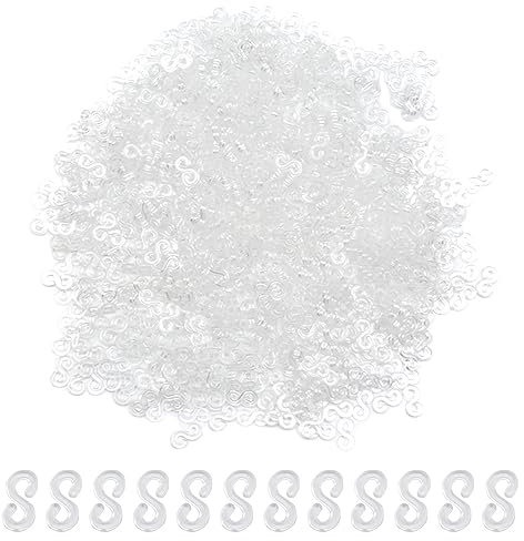 Hocansen S Clips Rubber Band 11mm Bracelet Loom Clips Plastic Connectors for DIY Bracelet Making-Refill Kit（Clear/SG）