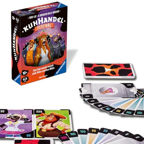 Ravensburger Spiele 22471 - Kuhhandel-Festival - Gesellschaftsspiel für 2-5 Spieler, Kartenspiel mit Kühen ab 10 Jahren, Auktionsspiel, Versteigerung Spiel