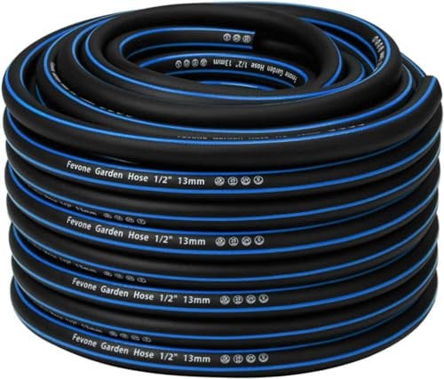 Fevone Gartenschlauch 30m 1/2 Zoll (13mm) Schlauchrohre für Garten 4ly 25 Bar Hochbelastbar Tragbar Außen Kompressor Schlauchleitung Flexibel Robust Gurtbar Knickschutz Schwarz/Blau