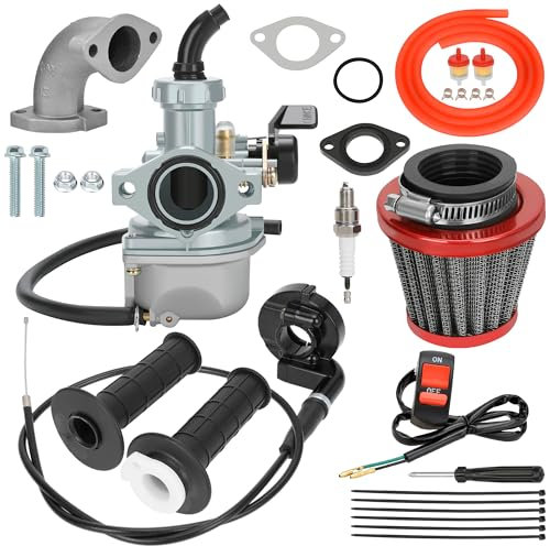 YOXUFA PZ22 22mm Carburetor Carb 38mm Air Filter Throttle Cable Grip Kit for 110cc 125cc ATV Pit Dirt Bike Coolster Mountopz SSR TaoTao DB14 DB24 Apollo Xpro Hawk 4 Stroke Engine Chinese Quad Parts