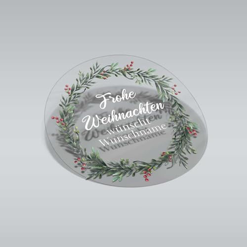 24 Stück Personalisierte transparente Aufkleber mit Wunschtext - 4,5 cm Runde Etiketten für Geschenke Weihnachtssticker Weihnachtsfeiertage (Mistelzweig Kranz)