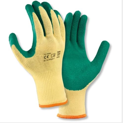 Gedikum Baumwoll-Polyester-Handschuh mit Latexbeschichtung in Grün. (12, L)