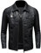 ZFBAOJT Giacca da motociclista nera da uomo, in ecopelle, stile vintage, casual, leggera, nero, Large