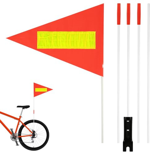 1pcs Bike Safety Flag, Adjustable Height Bicycle Flag Reflective Atv Safety Flag with Fiberglass Pole Waterproof Bike Flag Orange Flag Bicycle Accessories for Adult and Children's Bicycles